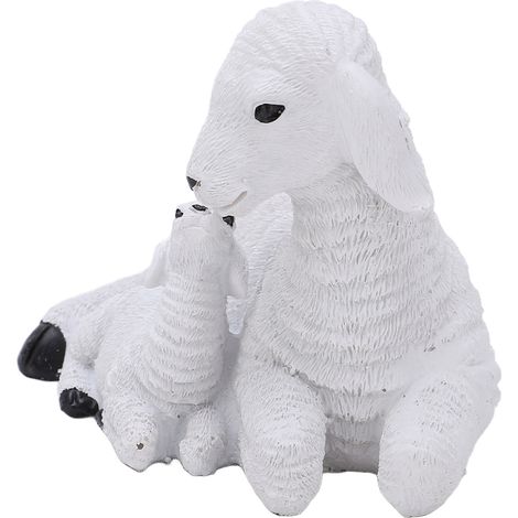 Figurine de Mouton en Résine Blanche Décorative, Style Rustique Vieilli pour Décoration de Jardin et Intérieur (1/5)