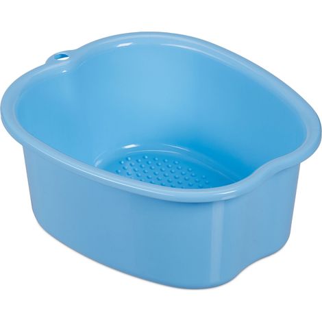 Relaxdays bain de pieds, bassine en plastique, lavage pieds, effet massage, HxLxP : 15 x 33 x 38 cm, bleu (1/5)