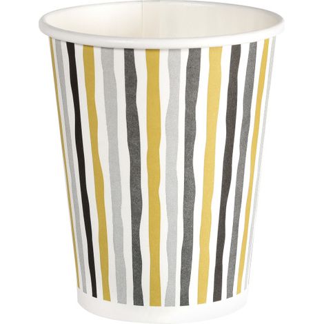Duni Pappbecher Bio 0,2 L weiß Stripes schwarz gold - 10 Stück Becher