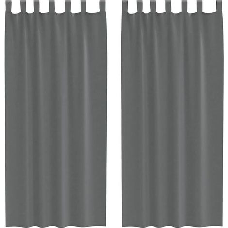 Voilages avec anneaux de suspension, ensemble de deux pièces, gris foncé, 140 x 225 cm (1/5)