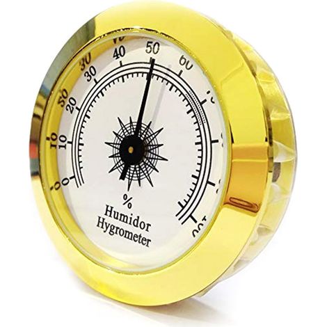 Hygromètre analogique rond 1pc pour humidificateur de cigares, guitare, violon et boîte à tabac doré (1/5)