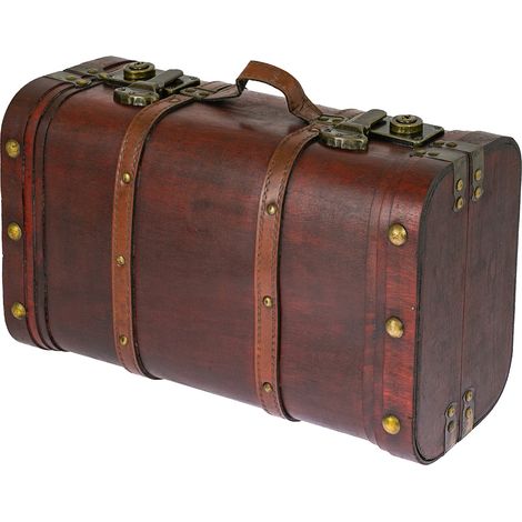 HMF 6412-140 Schatztruhe Schatzkiste Holzkiste Vintage Koffer Peru, 40 x 23,5 x 16,5 cm (1/5)