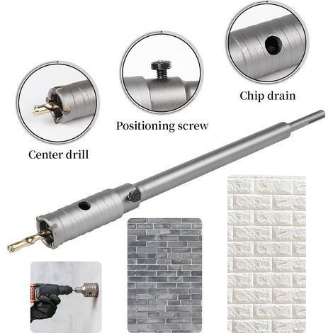 LALAGO 400mm Rallonge pour scie trépan SDS, Manche Rond de 350 mm SDS Plus, SDS Plus Poignée Barre de Connexion (Filet fin au pas de 2 mm) (1/4)