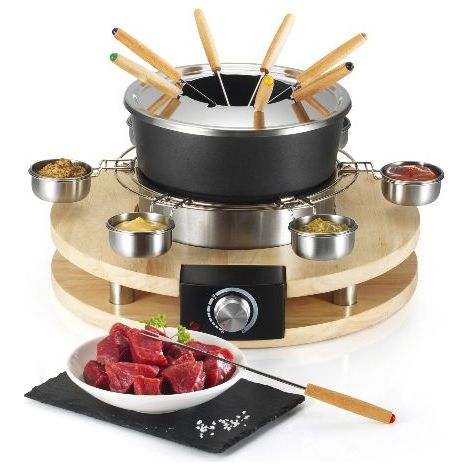Service à fondue -1300 W-8 fourchettes-6 coupelles sauces-Inox - KITCHENCHEF