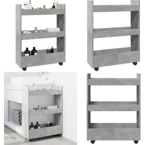 vidaXL Chariot de rangement étroit 3 niveaux gris béton (1/5)
