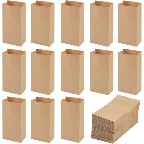 Lntyq – Lot de 100 sachets en papier kraft 9x5,5x18 cm – Sac cadeau marron pour bonbons et petits objets – Écologique et durable (1/5)
