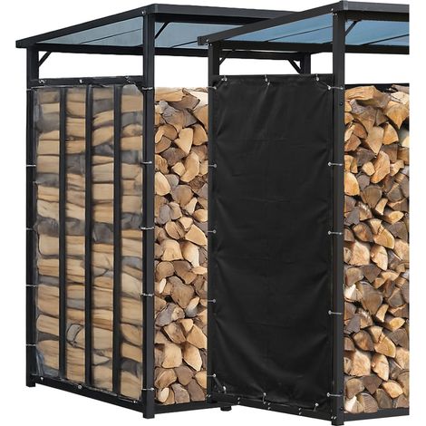 Wetterschutz Set Seitlich für Kaminholzregal, 2 Seiten in Schwarz / Transparent