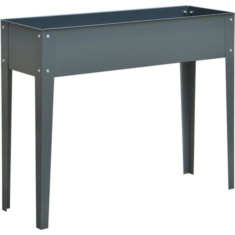Fioriera rialzata in metallo con gambe 100 x 30 x 80 cm grigio scuro (1/5)