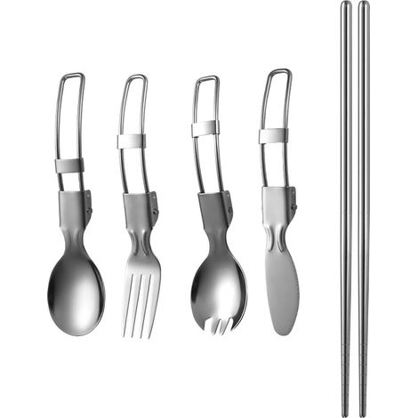 Ménagère pliante INF Portable couteau pliant cuillère 5 pièces (1/5)
