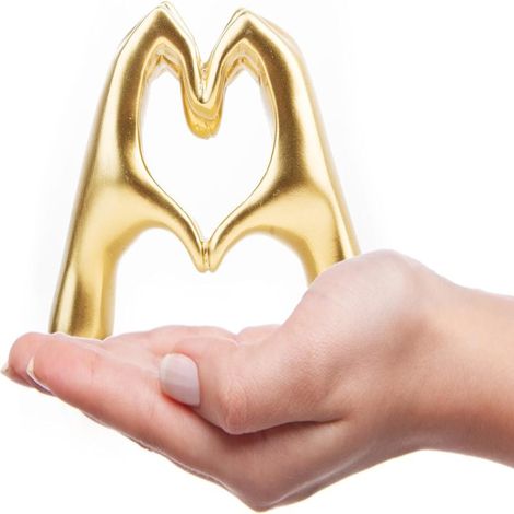 Dekorative herzförmige Skulptur, Liebesfinger, romantisches Geschenk (Gold)