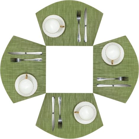 Lot de 4 sets de table ronds verts en forme de coin, résistants à la chaleur et faciles à nettoyer. (1/5)
