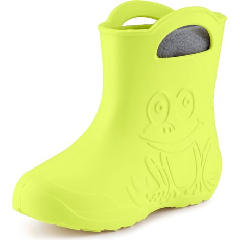 Ladeheid EVA Kinder Jungen Mädchen Gummistiefel Regenschuhe gefüttert LA-CA-03 (Limone, 30/31 EU)