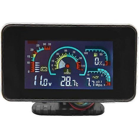 4 en 1 LCD 12V/24V Pression d'huile Voltmètre Voltmètre Température d'eau Jauge d'huile et de carburant avec capteur 10 mm (1/5)