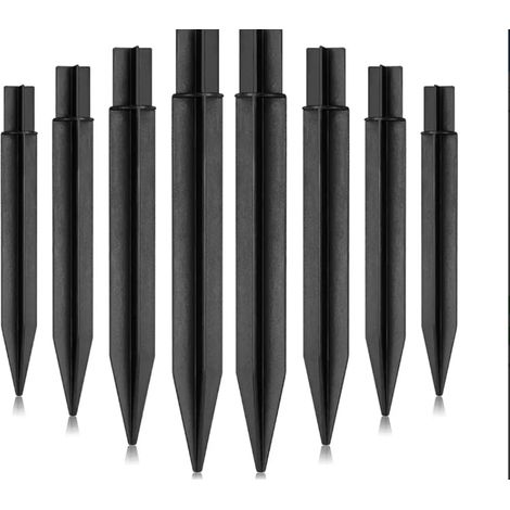 Piquets de sol en plastique pour lampes solaires, 8 pièces, en ABS noir, pour guirlandes lumineuses de Noël et de jardin.