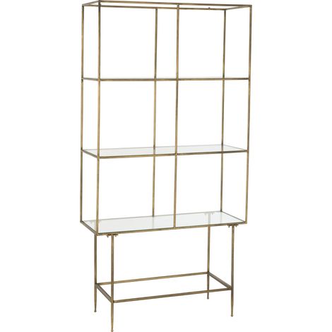 Etagère 3 niveaux 100x40x200 cm en verre et métal doré (1/5)