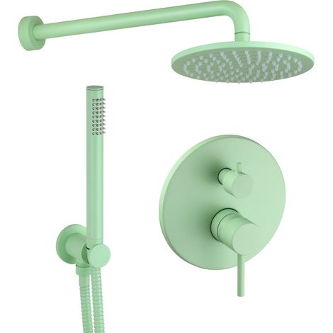 Kit de ducha con mezclador mecánico de 2 vías modelo redondo en color verde claro Pollini Jessy Color G477355255A2 Verde Claro (1/5)