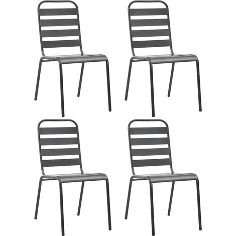 310155 Outdoor Chairs 4 pcs Slatted Design Steel Dark Grey vidaXL (1/5)