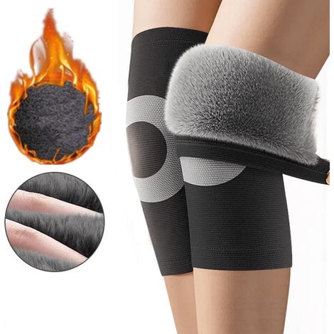 1 paire de genouillères thermiques d'hiver confortables, doublure épaisse en peluche et douces, coupe-vent, retenant la chaleur pour un confort supérieur, Id (1/5)