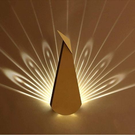 Applique murale LED paon moderne – Design créatif pour intérieur – Éclairage décoratif pour chambre, bureau, salon – Installation facile
