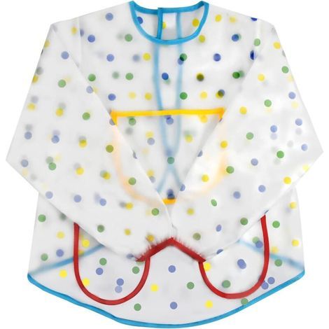 Children's Painting Smock, Waterproof Painting Apron, Long Sleeve Painting Smock with 3 Pockets, Kids Painting Apron for School Activities, Painting, Cooking, Coloring (1/5)