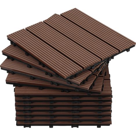 Randaco 44 piastrelle da giardino ad incastro in legno composito WPC 30 x 30 cm, pavimentazione per esterni in stile classico