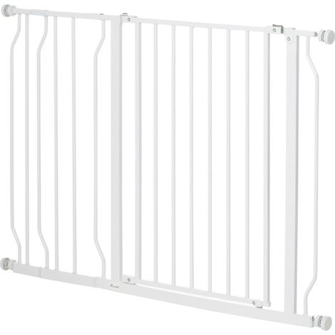 Ausziehbares Hundesicherheitsgitter 75-115 x 76 cm aus Stahl und ABS, weiß MODENUIT (1/4)