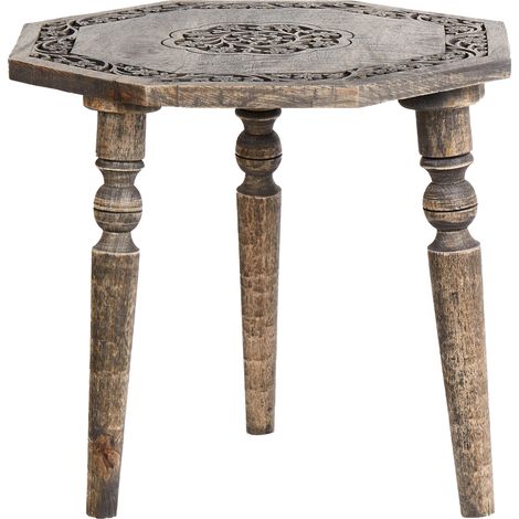 Mesa auxiliar tradicional octagonal 48 x 48 cm sala de estar mango madera oscura Wandilo (1/5)