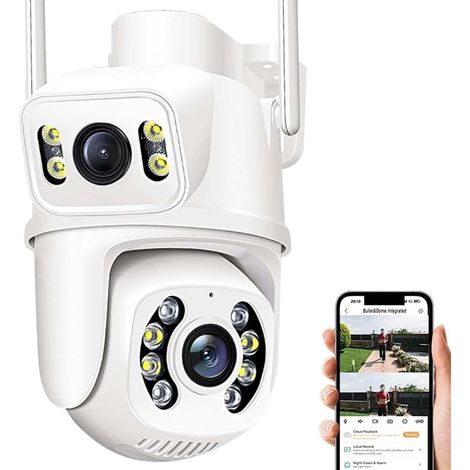 Caméra de sécurité à Domicile Caméra De Sécurité 4K 8mp, Surveillance Extérieure sans Fil, Double Objectif, Détection Humaine, Suivi Automatique, IP for La Maison(4MP Cam Add 64GB) (1/5)