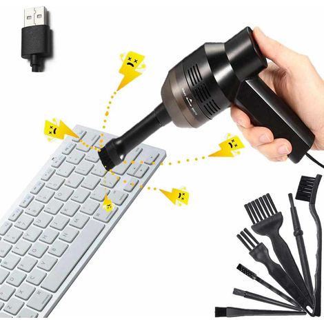 Dieser kabellose Mini-USB-Tastaturreiniger verfügt über einen 8-in-1-Griff und einen antistatischen Nylonbürstenkopf zur Reinigung von Staub, Haaren, Schmutz und Ablagerungen von Computern. (1/5)