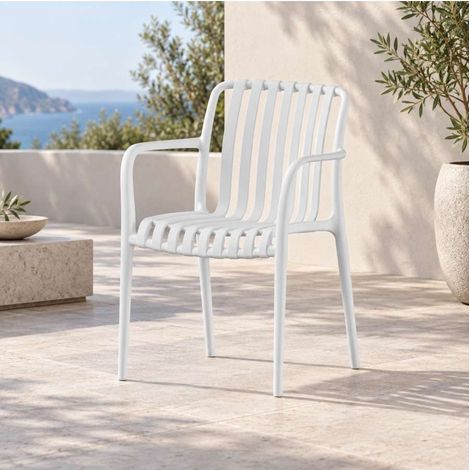 Domo Mea Sedia da giardino Breeze Bianca con braccioli in Polipropilene (1/5)