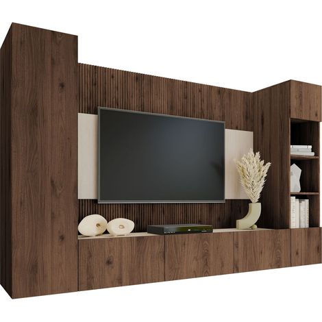 Conjunto de salón Comfivo Salix IV, Nogal + Travertino claro (1/5)