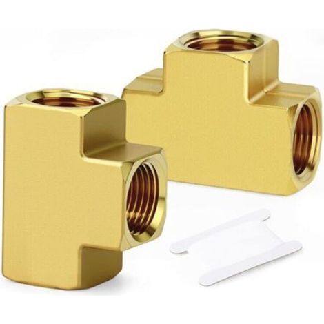 2 Stück 3-Wege-Messing-Stangenmaterial, 1/8" x 1/8" x 1/8" BSP Innengewinde, T-Stück (1/5)