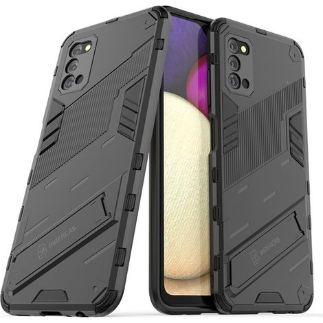 Custodia per Samsung Galaxy A03s, con supporto militare, nera