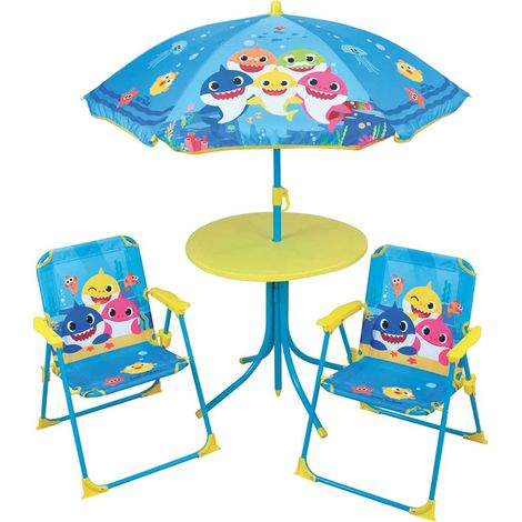 Salon de Jardin pour Enfant avec Une Table H.46 x Ø46 cm, Deux chaises H.53 x L.38,5 x P.37,5 cm et Un Parasol H.125 x Ø 100 cm 713462 (1/2)