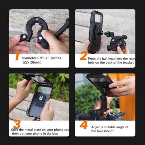 Support Téléphone Moto - Étanche IPX6 - Rotation 360° - Compatible Smartphone 4,7 à 6,7 Pouces - Pour Moto et Vélo - 1 Pièce (1/4)
