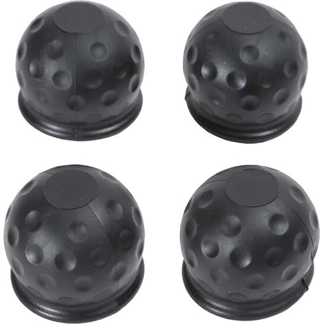 Capuchon De Boule De Attelage - 50 mm - En Caoutchouc Noir - Pour Protection Boule Attelage Standard - Lot De 4 (1/5)