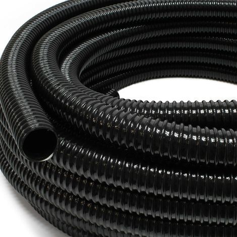 Tuyau de bassin 5 m annelé et armé souple diamètre 25 mm (1") pour poisson koi étang noir