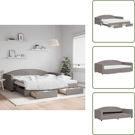 Cama doble - vidaXL Sofá cama nido con cajones tela gris taupe 100x200 cm - Almacenamiento
