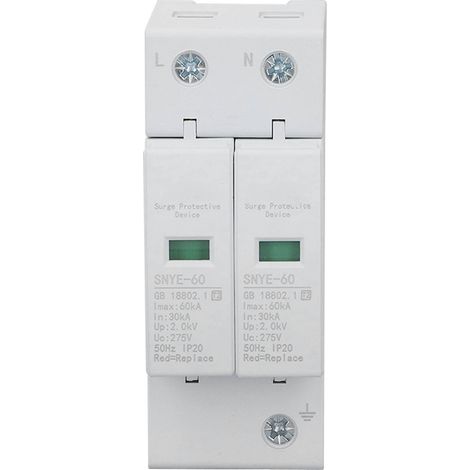 Boîtier de Protection Contre les Surtensions 60KA 2P 275V IP20 - Dispositif de Sécurité pour Tableau Électrique (1/5)