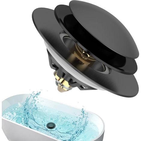 Bouchon de baignoire avec récupérateur de cheveux, bouchon de vidange escamotable, couvercle de vidange anti-obstruction, remplace les bondes à levier, à bascule et à impulsion. (1/5)