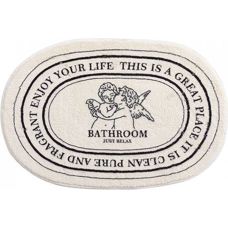 Ineasicer Tapis de bain antidérapant ovale - Tapis de salle de bain - Antidérapant - Séchage rapide - Tapis de cuisine - Tapis de salle de bain - 40 x 60 cm - Ange (1/4)