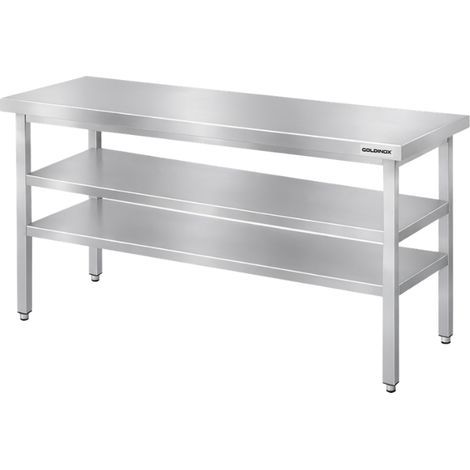 Table de travail en inox Bar 1500x600 mm avec 2 étagères inférieures PREMIUM - GOLDINOX (1/4)