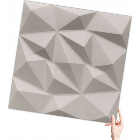 Verdico Panneau mural et plafond 3D cachemire 50x50 cm BRYLANT – Dalle décorative légère en polystyrène, effet relief moderne, 12m²/ 48 pièces (1/5)