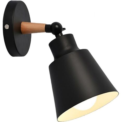 Applique da parete creativa, lampada da parete moderna, attacco E27 semplice, stile nordico art déco per camera da letto, nera (lampadina non inclusa)