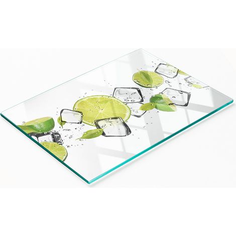 Piatto decorativo multifunzionale in vetro per cucina, colore lime e gelato, 80x52 cm. (1/5)
