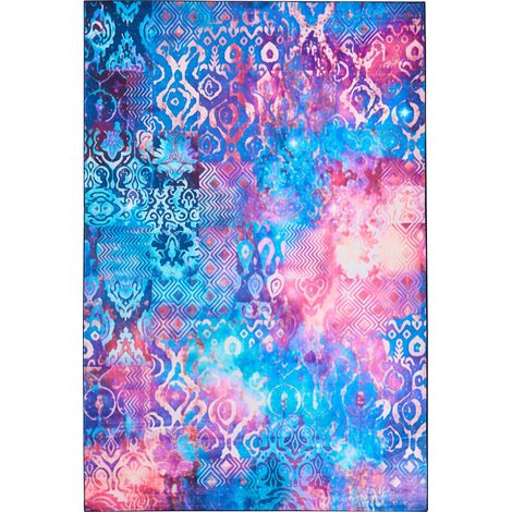 Tappeto a trama piatta in stile boho orientale motivi stampati multicolori 200 x 300 cm Orvella