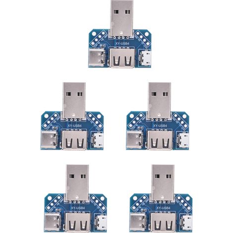 5 plaques adaptatrices USB mâle vers USB-C femelle 4 broches 2,54 mm, lot de 5 cartes de transfert (1/5)