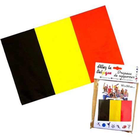 Drapeau - LE GEANT DE LA FETE - Pavillon belge 90x150 cm - Rouge, Jaune, Noir - Extérieur - Rectangulaire (1/2)