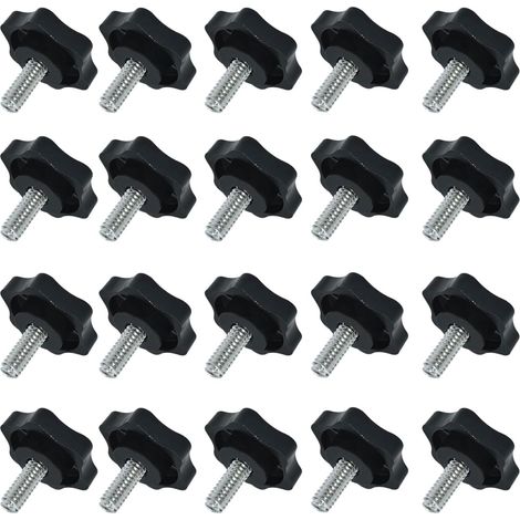 Lntyq 20 Pièces Bouton de Serrage M6 x 20MM, Vis à Tête Étoilée, Moletée, à Oreilles pour Instruments Mécaniques et L'industrie