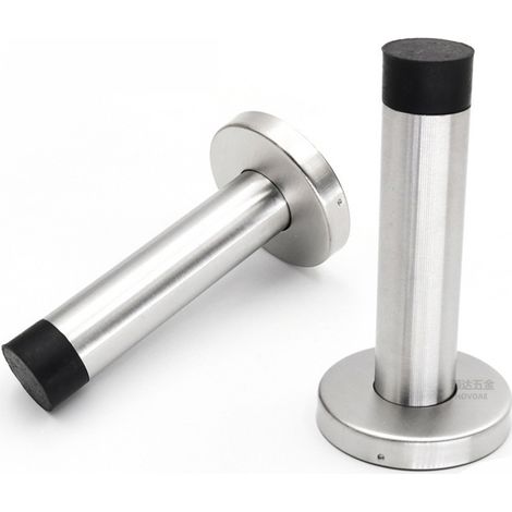 2er Set Türstopper - Wandtürstopper aus Edelstahl mit Gummispitze - Wandstopper - Türstopper für den Innenbereich